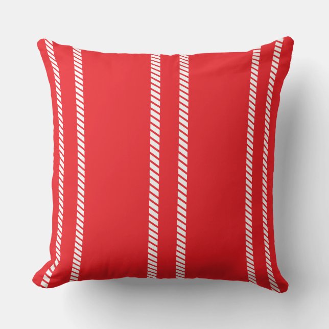 Cojín Decorativo Classic Nautical Red with Stripes Throw Pillow (Anverso)
