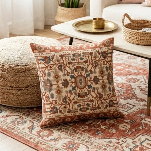 Cojín Decorativo Classic Oriental Warm Terracotta Floral Geometic