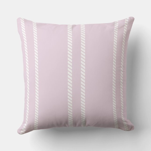 Cojín Decorativo Classic Pale Mauve/Pink with Stripes Throw Pillow (Reverso )