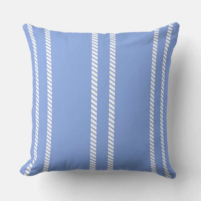 Cojín Decorativo Classic Periwinkle Blue with Stripes Throw Pillow (Anverso)