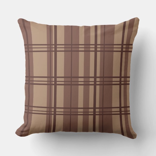 Cojín Decorativo Classic Plaid Brown Shades Throw Pillow (Anverso)