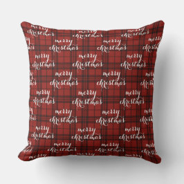 Cojín Decorativo Classic Plaid Merry Christmas Festive - 
