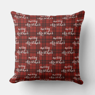 Cojín Decorativo Classic Plaid Merry Christmas Festive -