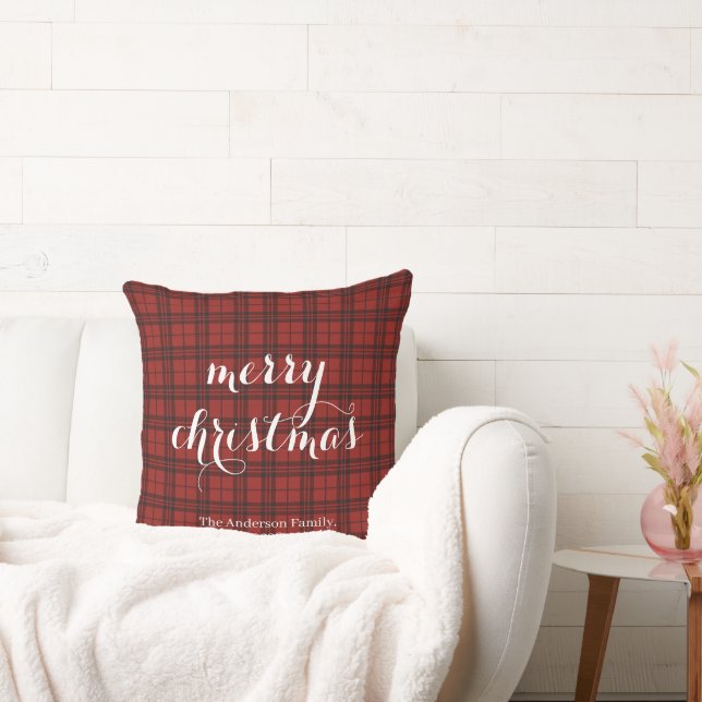 Cojín Decorativo Classic Plaid Merry Christmas Festive -  (Sofá)