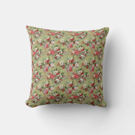 Cojín Decorativo Classic Poinsettia & Berry Holiday Throw Pillow