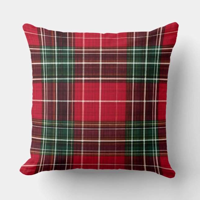 Cojín Decorativo Classic Red Tartan Plaid Throw Pillow  (Anverso)