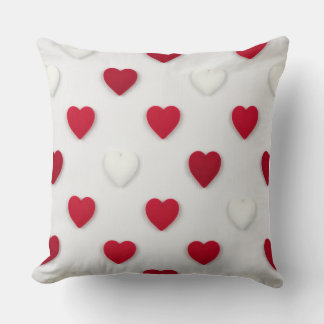Cojín Decorativo Classic Red & White Heart Pattern Cotton