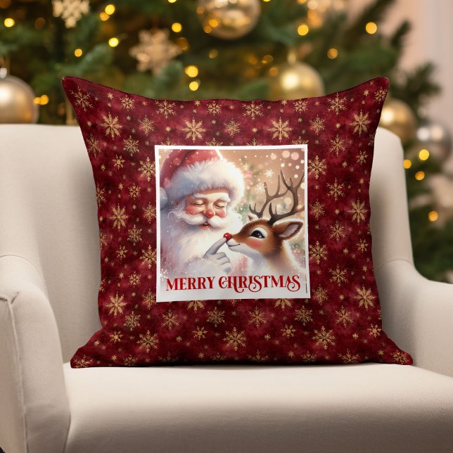 Cojín Decorativo Classic Santa Rudolph Pillow Merry Xmas Warmth  (Classic Santa Rudolph Pillow Merry Xmas Warmth )