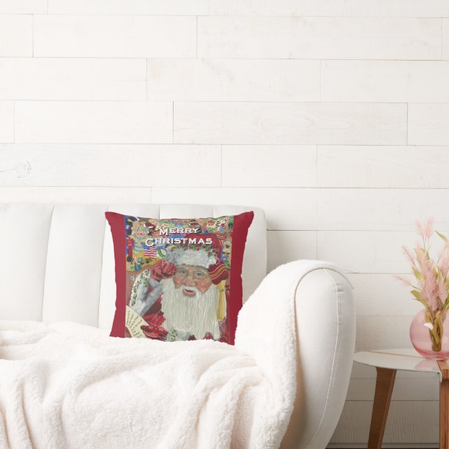 Cojín Decorativo Classic Santa - Verificando su arte de vacaciones  (Sofá)