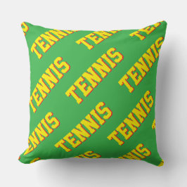 Cojín Decorativo Classy Retro Bright Yellow TENNIS Text On Green