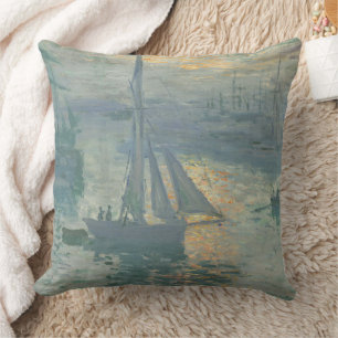 Cojín Decorativo Claude Monet Amanecer 1873 Barcos de Vela Puerto A