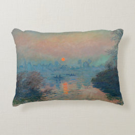 Cojín Decorativo Claude Monet - Atardecer en el Sena en Lavacourt