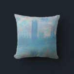 Cojín Decorativo Claude Monet. Casas del Parlamento de Londres. Azu<br><div class="desc">Claude Monet "Casas del Parlamento,  Londres" lanza almohada.</div>