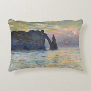 Cojín Decorativo Claude Monet - El Acantilado, Etretat, Puesta de s
