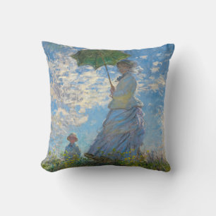 Cojín Decorativo Claude Monet - El Paseo, Mujer con un Paraguas