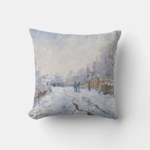 Cojín Decorativo Claude Monet - Escena de nieve en Argenteuil