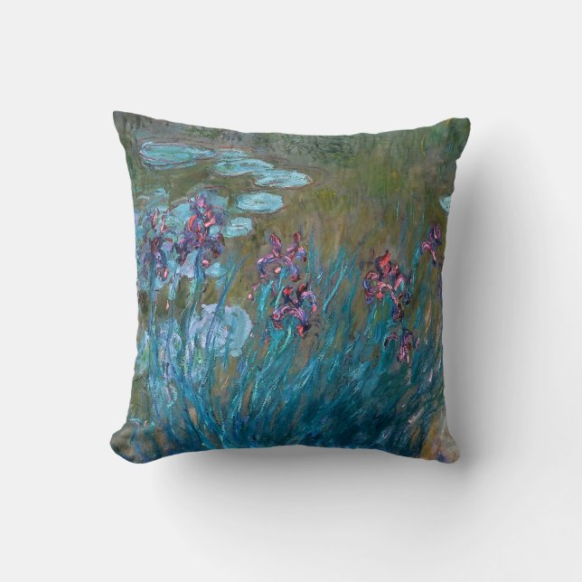Cojín Decorativo Claude Monet: Iris y lirios de agua (Anverso)