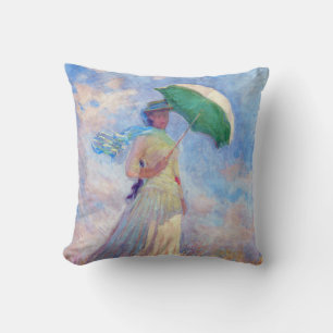 Cojín Decorativo Claude Monet - Mujer con un Parasol mirando a la d