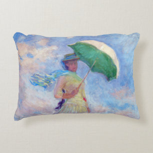 Cojín Decorativo Claude Monet - Mujer con un Parasol mirando a la d