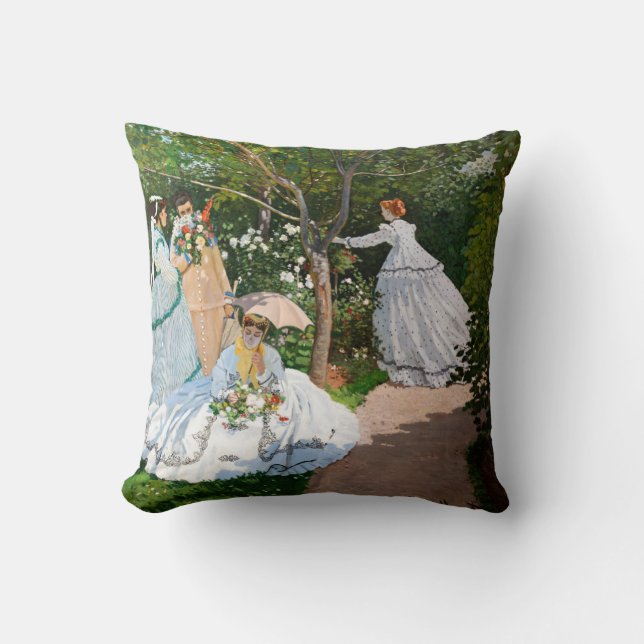 Cojín Decorativo Claude Monet - Mujeres en el jardín (Anverso)