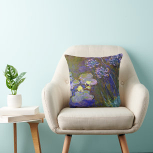 Cojín Decorativo Claude Monet Nenúfares Agapanthus Arte Vintage