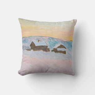 Cojín Decorativo Claude Monet - Paisaje de Noruega, Casas Azules
