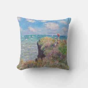Cojín Decorativo Claude Monet - Paseo por el acantilado en Pourvill