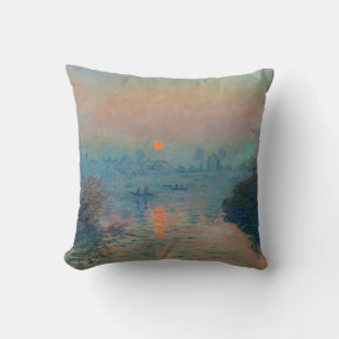 Cojín Decorativo Claude Monet - Puesta de sol en el Sena en Lavacou