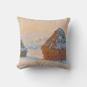 Cojín Decorativo Claude Monet - Trigos, Efecto de Nieve, Mañana