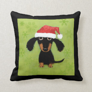 Cojín Decorativo Cláusula Cute Dachshund Santa - Divertidos Navida