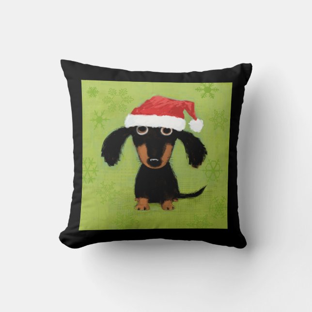 Cojín Decorativo Cláusula Cute Dachshund Santa - Divertidos Navidad (Anverso)