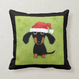 Cojín Decorativo Cláusula Cute Dachshund Santa - Divertidos Navidad