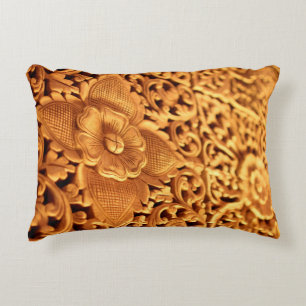 Cojín Decorativo Clausura de arte antiguo floral de oro