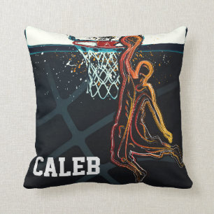Cojín Decorativo Clavada de Baloncesto Salto Tiro Moderno Urbano Co
