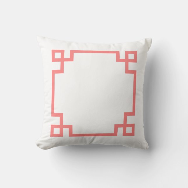 Cojín Decorativo Clave de Coral y Griego Blanco (Anverso)
