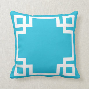 Cojín Decorativo Clave griega azul Aqua