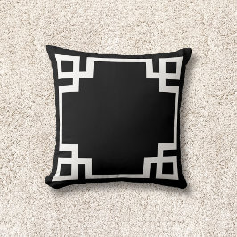 Cojín Decorativo Clave griega blanca y negra