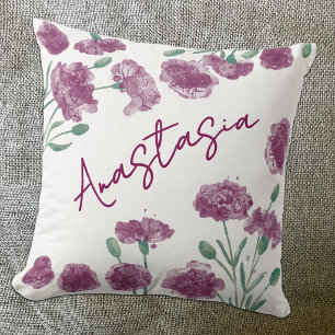 Cojín Decorativo Clavel Personalizado del Mes de Nacimiento de Ener