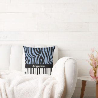 Cojín Decorativo Claves de piano Impresión de cebra azul y negro