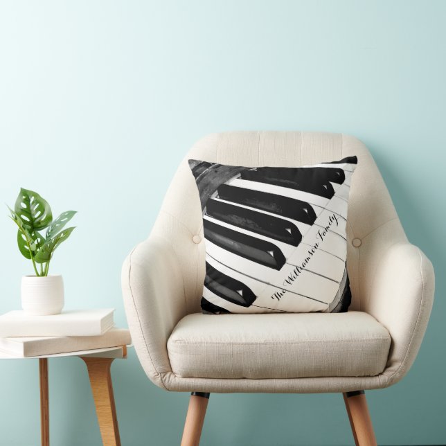 Cojín Decorativo Claves de piano personalizadas para música en blan (Silla)