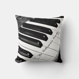 Cojín Decorativo Claves de piano personalizadas para música en blan