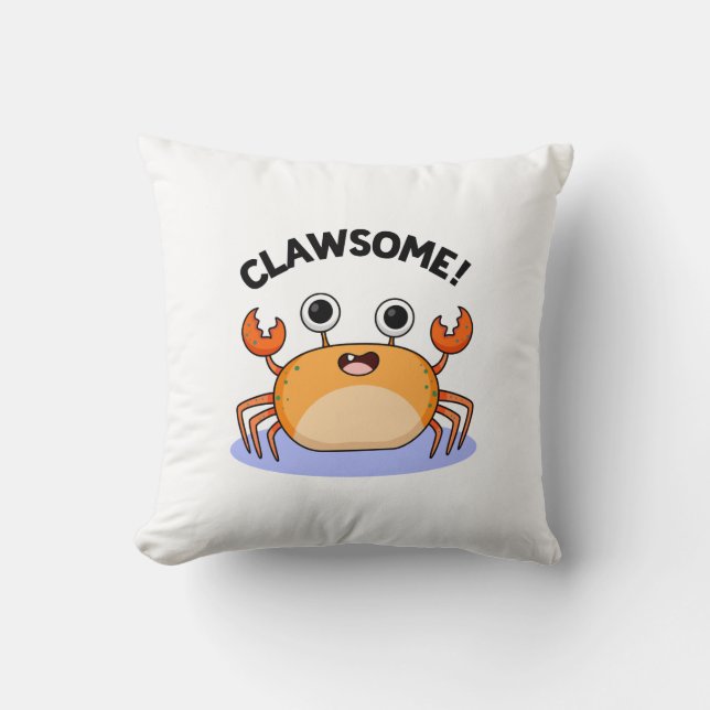 Cojín Decorativo Clawsome Funny Awesome Crab Pun (Anverso)