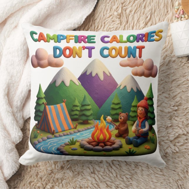 Cojín Decorativo Clay Art “Campfire Calories Don’t Count” Scene (Manta)