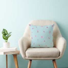 Cojín Decorativo Clear Aqua Japanese Pink Cosmos Floral Pattern