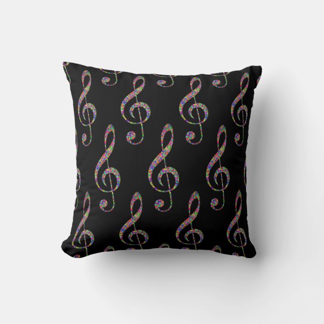 Cojín Decorativo Clef musical en arcoíris (Anverso)