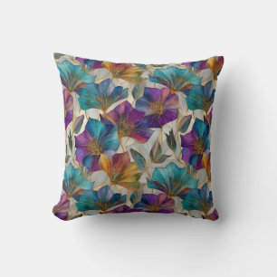 Cojín Decorativo Clematis morado de Art Nouveau