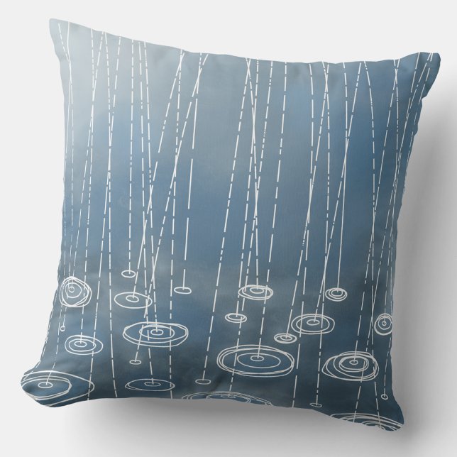 Cojín Decorativo Clima Lluvioso Azul (Rainy weather art throw pillow)