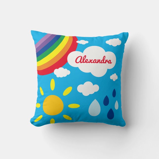 Cojín Decorativo Clima personalizado, arcoiris y sol (Anverso)