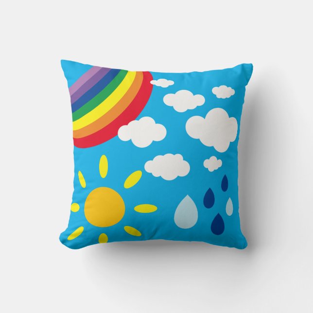 Cojín Decorativo Clima personalizado, arcoiris y sol (Anverso)