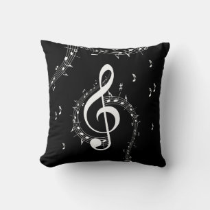 Cojín Decorativo Climactic G Clef Music Black